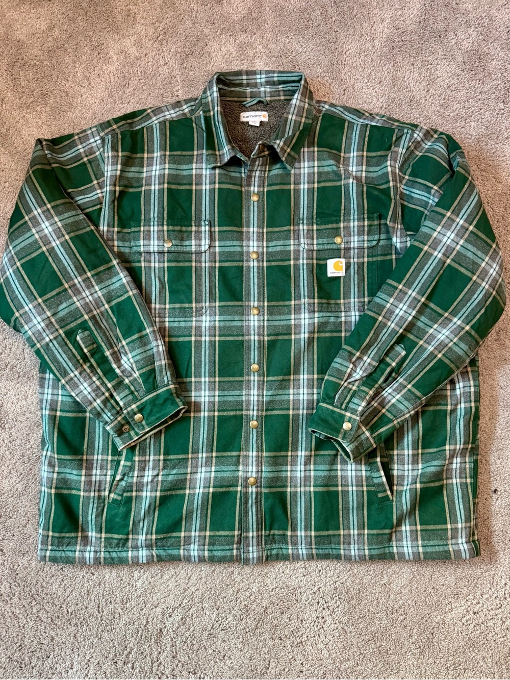Carhartt Relaxed Fit Flannel Sherpa-Lined Shirt Jacket - Size 4XL